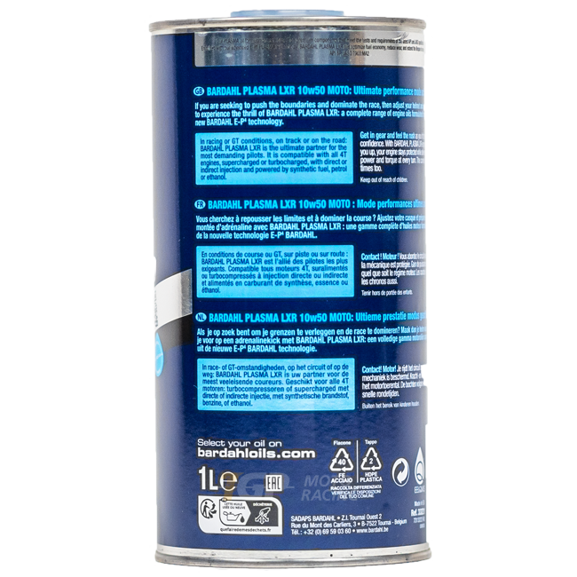 バーダール 10W50 プラズマ LXR - 1リットル プレミアムオイル 