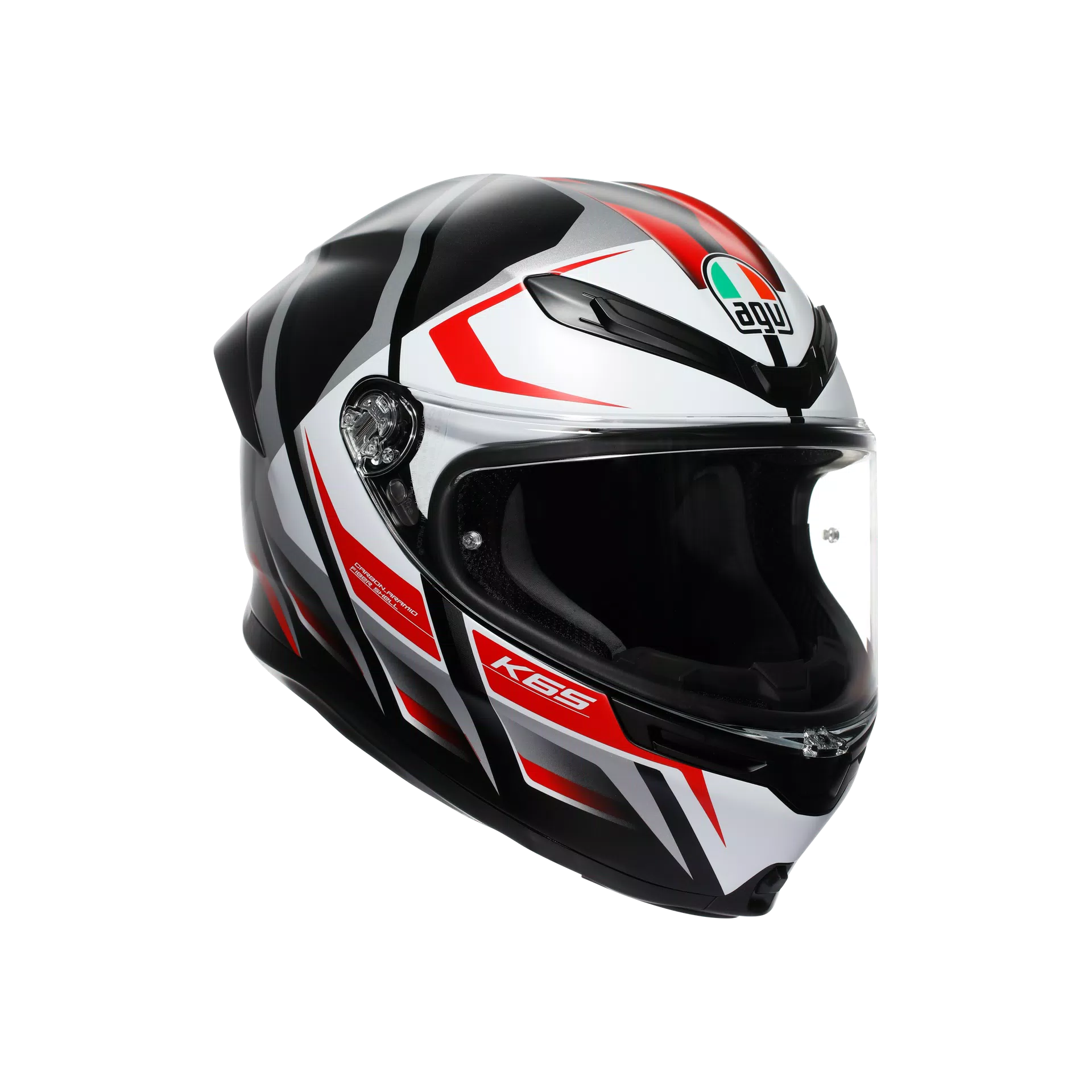 AGV K6 S ヘルメット カーヴ マット ブラック/ホワイト/レッド | 2118395001025 
