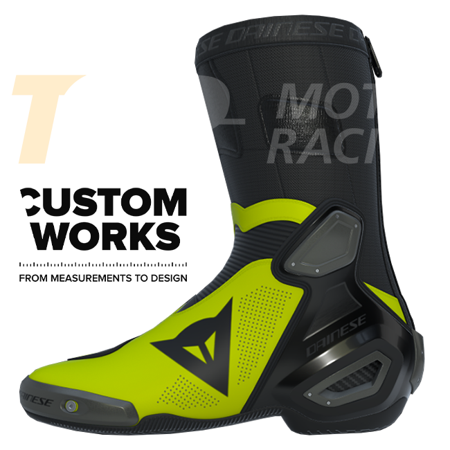 Dainese Axial 2 Air レーシング＆ストリート オートバイブーツ | メンズ | ブラック／フルーオイエロー | Custom Works 
