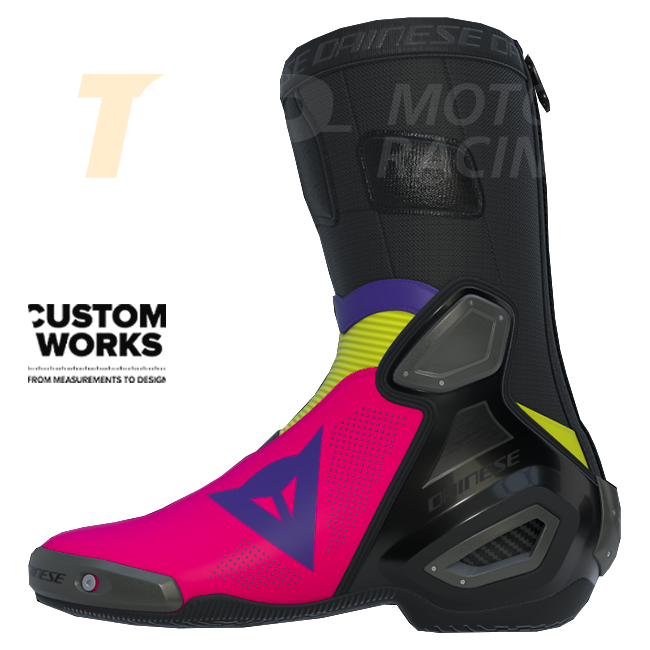 Dainese Axial 2 Air レーシング＆ストリート オートバイブーツ | メンズ | フクシア／ヴィオラ／フルオイエロー | Custom Works 