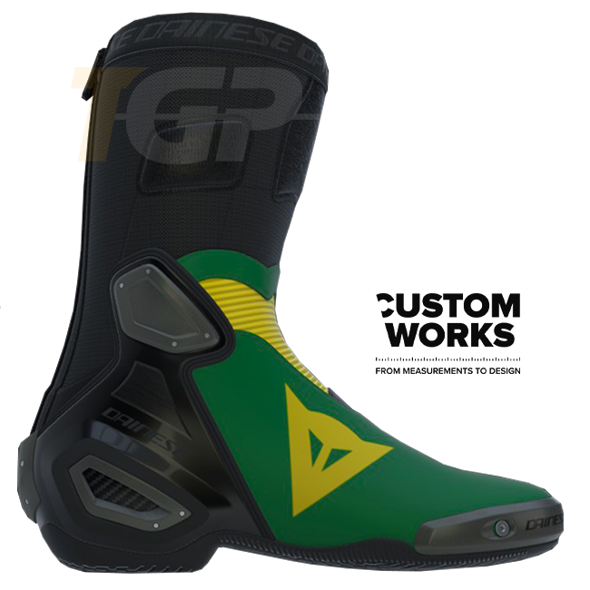 Dainese Axial 2 Racing und Straßen Motorradstiefel | Herren | Waldgrün / Gelb | Custom Works