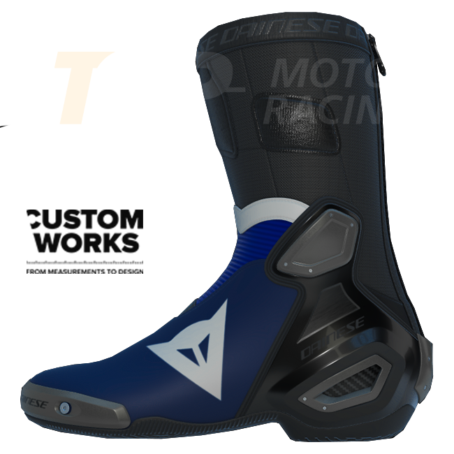 Dainese Axial 2 レーシング＆ストリート用オートバイブーツ Prima Pramac Yamaha MotoGP レプリカ | メンズ | ライラック / ヤマハブルー / ホワイト | Custom Works 