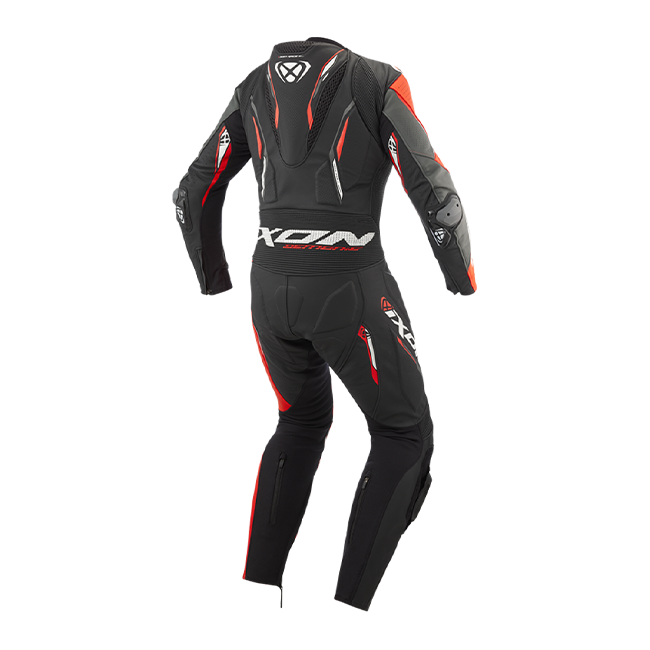IXON Demonio ワンピース レザースーツ — パンチング加工レーシングスーツ | メンズ | レッド/ブラック/ホワイト 