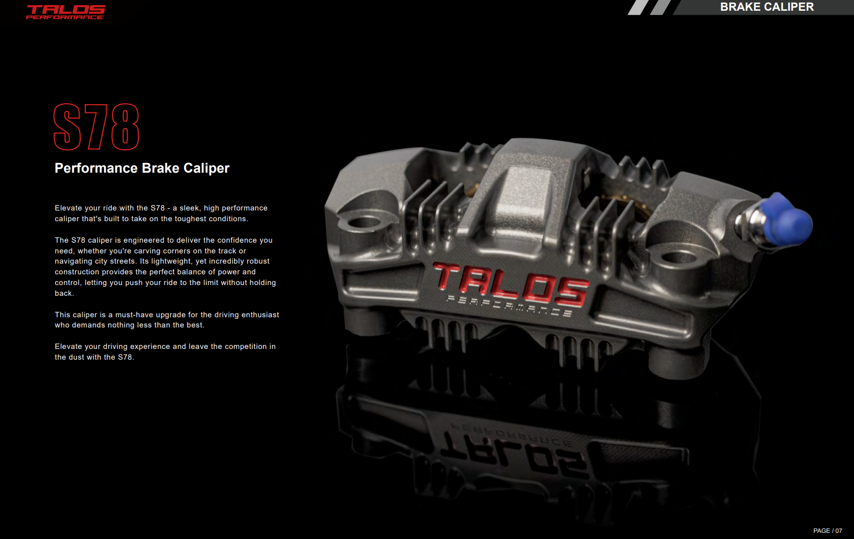 タロス S78 モノブロック P4 34/34 100mm ブレーキキャリパー フロント 左 | X78.100.HD.L 