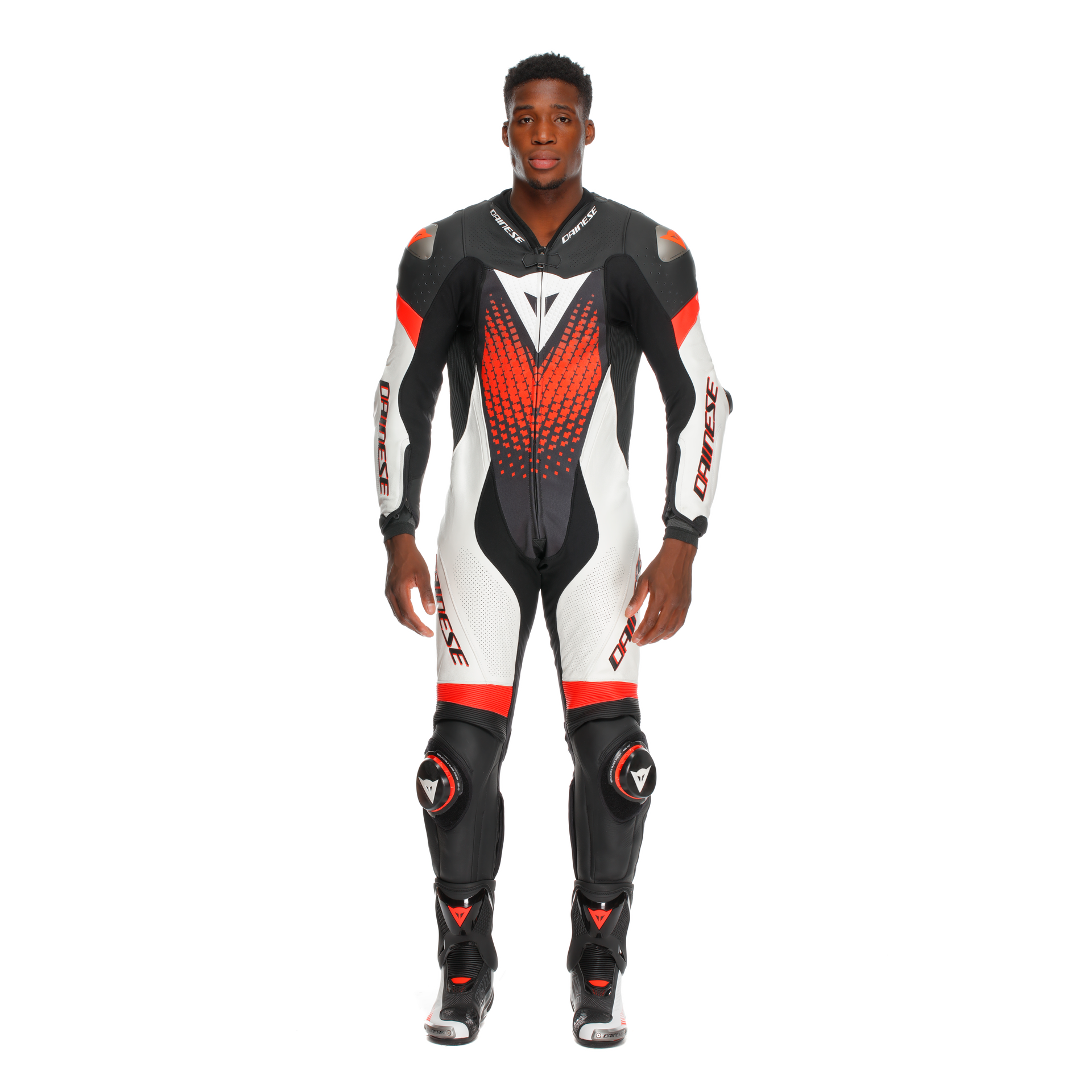 Dainese Laguna Seca 6 Einteiler Lederkombi – Perforierter Rennanzug | Herren | Weiß/Rot