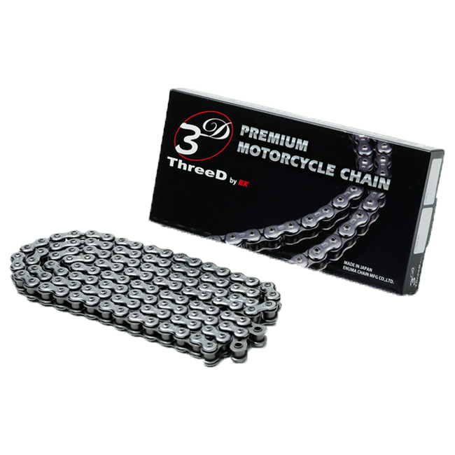 EKチェーン520 R/3DクロームNXリングオープン、リベットロック付き – 110から120リンク 