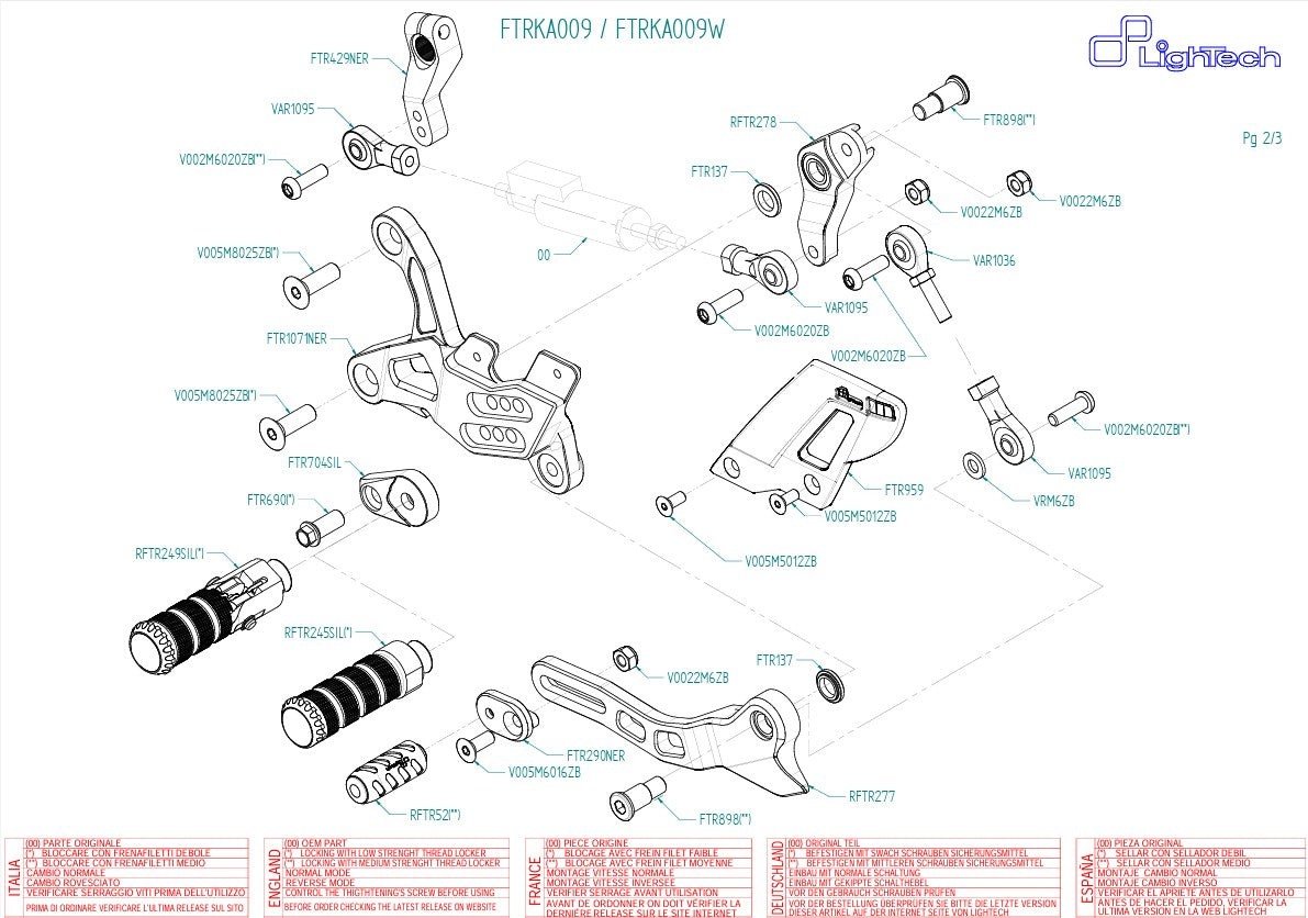 フットコントロール LighTech リバースシフター Kawasaki ZX-6R/636/RR (05-25) FTRKA009/W 