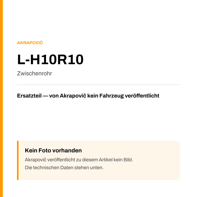 Akrapovic Zwischenrohr L-H10R10 — Platzhalter, kein Herstellerfoto verfügbar
