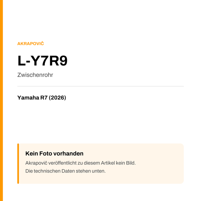Akrapovic Zwischenrohr Yamaha R7 (26-26) L-Y7R9 — Platzhalter, kein Herstellerfoto verfügbar