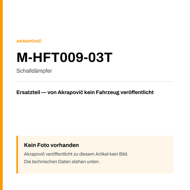 Akrapovic Schalldämpfer M-HFT009-03T — Platzhalter, kein Herstellerfoto verfügbar
