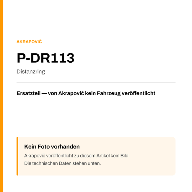 Akrapovic Distanzring P-DR113 — Platzhalter, kein Herstellerfoto verfügbar