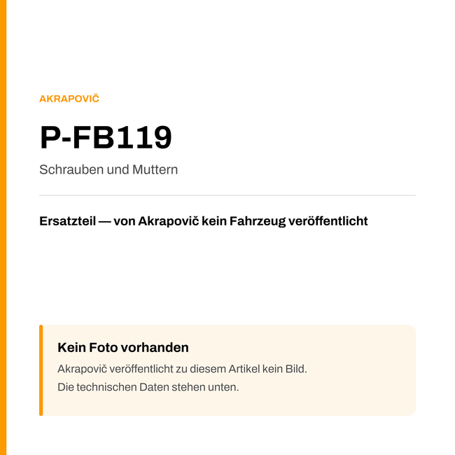 Akrapovic Schrauben und Muttern P-FB119 — Platzhalter, kein Herstellerfoto verfügbar