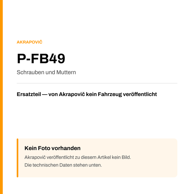 Akrapovic Schrauben und Muttern P-FB49 — Platzhalter, kein Herstellerfoto verfügbar