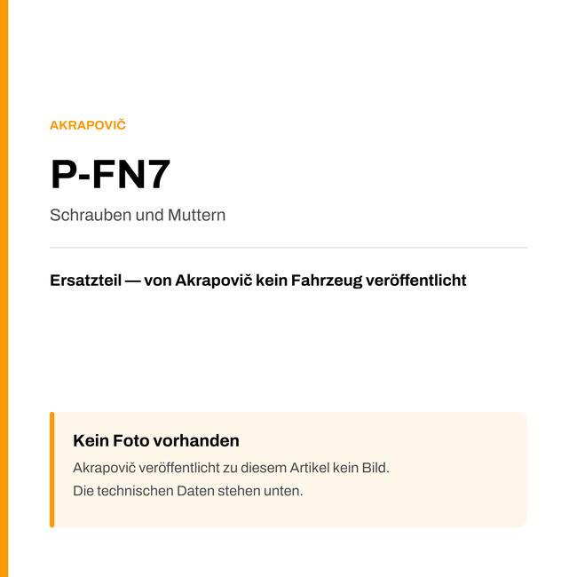 Akrapovic Schrauben und Muttern P-FN7 — Platzhalter, kein Herstellerfoto verfügbar