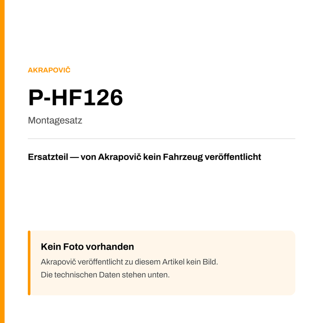Akrapovic Montagesatz P-HF126 — Platzhalter, kein Herstellerfoto verfügbar