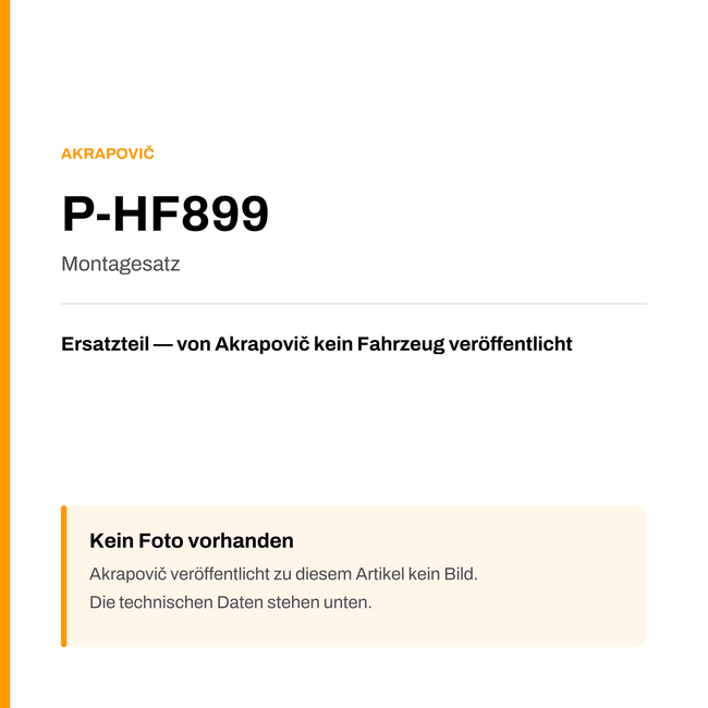 Akrapovic Montagesatz P-HF899 — Platzhalter, kein Herstellerfoto verfügbar