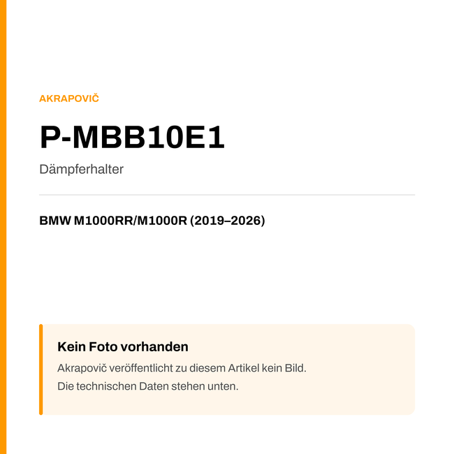 Akrapovic Dämpferhalter BMW M1000RR / M1000R (19-26) P-MBB10E1 — Platzhalter, kein Herstellerfoto verfügbar