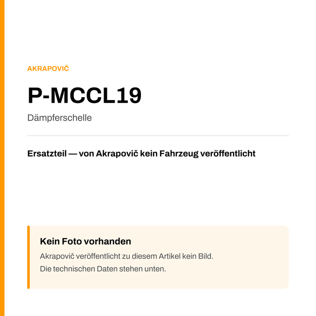 Akrapovic Dämpferschelle P-MCCL19 — Platzhalter, kein Herstellerfoto verfügbar