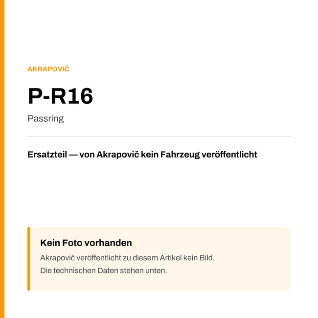 Akrapovic Passring P-R16 — Platzhalter, kein Herstellerfoto verfügbar