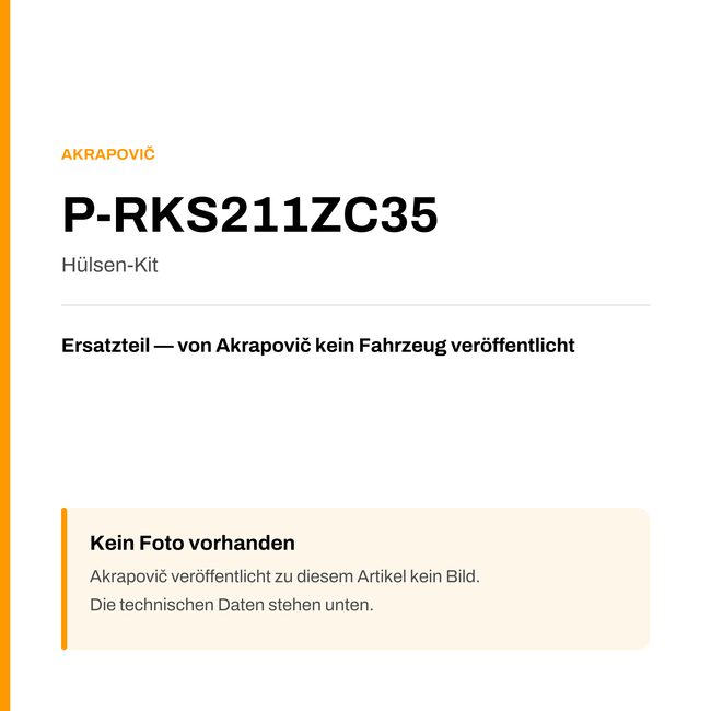 Akrapovic Hülsen-Kit P-RKS211ZC35 — Platzhalter, kein Herstellerfoto verfügbar