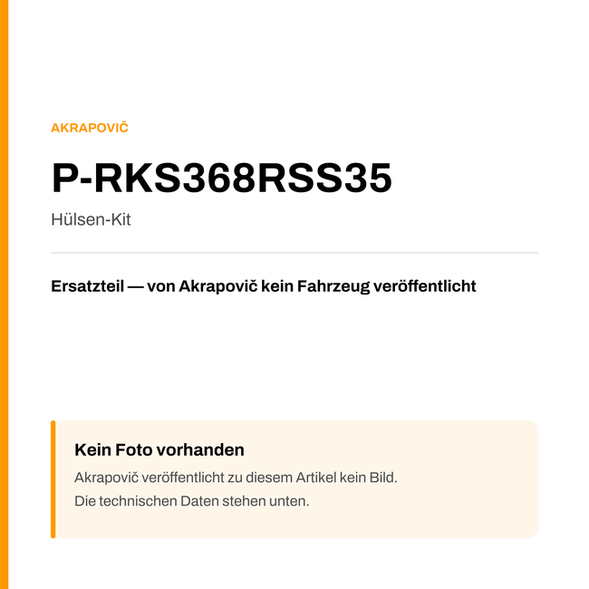 Akrapovic Hülsen-Kit P-RKS368RSS35 — Platzhalter, kein Herstellerfoto verfügbar