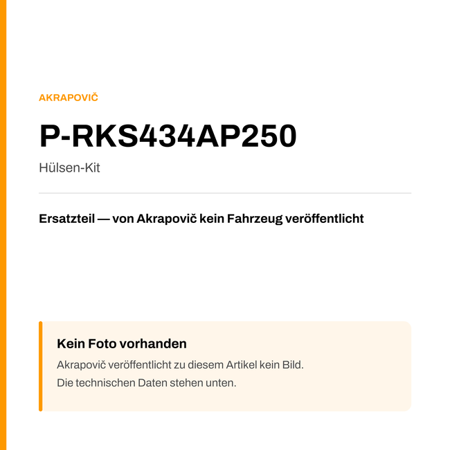 Akrapovic Hülsen-Kit P-RKS434AP250 — Platzhalter, kein Herstellerfoto verfügbar