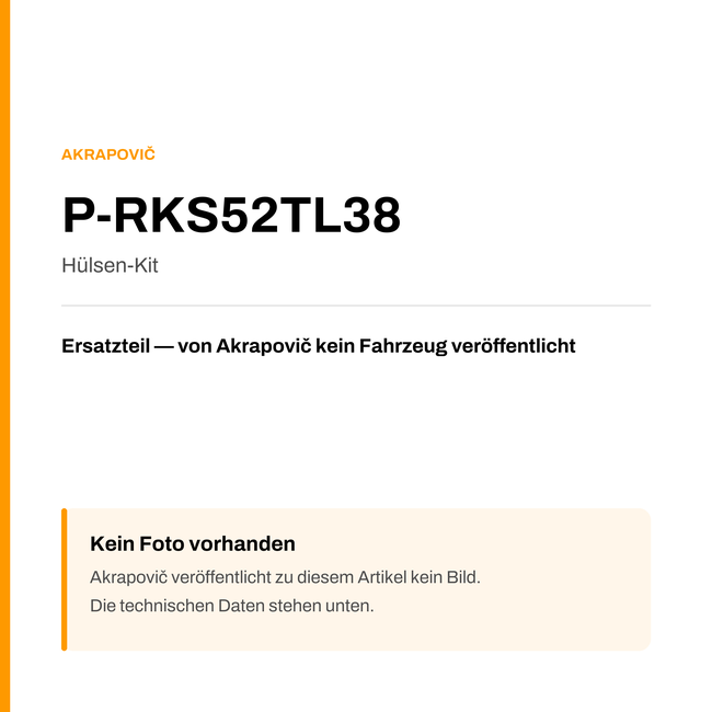 Akrapovic Hülsen-Kit P-RKS52TL38 — Platzhalter, kein Herstellerfoto verfügbar