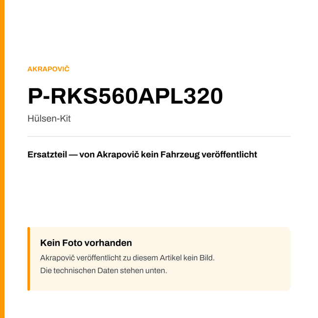 Akrapovic Hülsen-Kit P-RKS560APL320 — Platzhalter, kein Herstellerfoto verfügbar