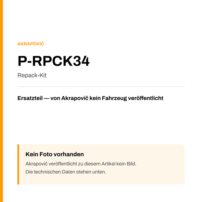 Akrapovic Repack-Kit P-RPCK34 — Platzhalter, kein Herstellerfoto verfügbar