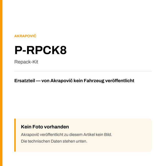 Akrapovic Repack-Kit P-RPCK8 — Platzhalter, kein Herstellerfoto verfügbar