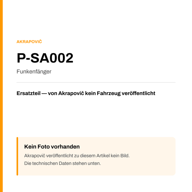 Akrapovic Funkenfänger P-SA002 — Platzhalter, kein Herstellerfoto verfügbar