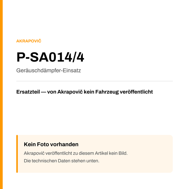 Akrapovic Geräuschdämpfer-Einsatz P-SA014/4 — Platzhalter, kein Herstellerfoto verfügbar