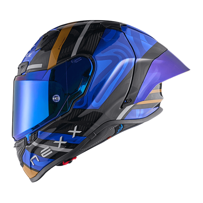 Nexx X.R3R Helm Swirl Carbon Tiefblau Gold 01XR323489126