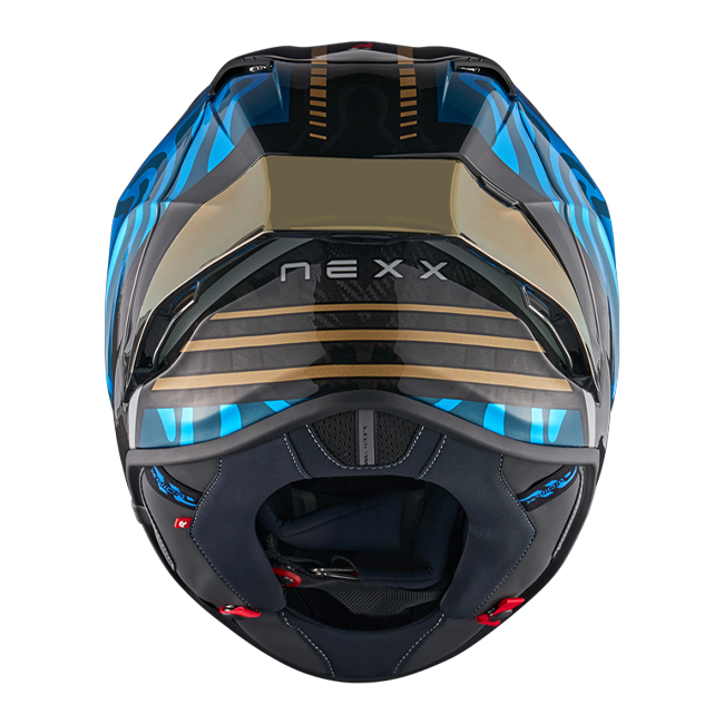 Nexx X.R3R Helm Swirl Carbon Himmelblau Gold 01XR323489780