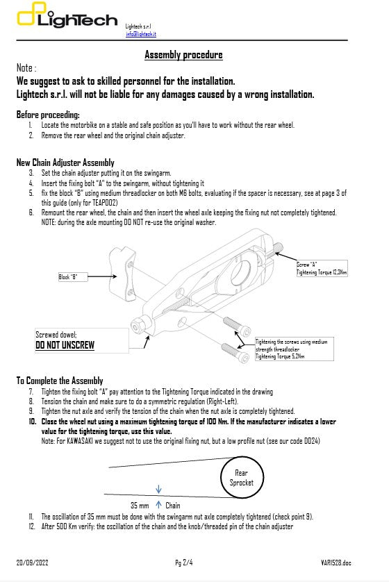 LighTech チェーンテンショナー Yamaha YZF-R1 RN22 (09-14) TEYA004 