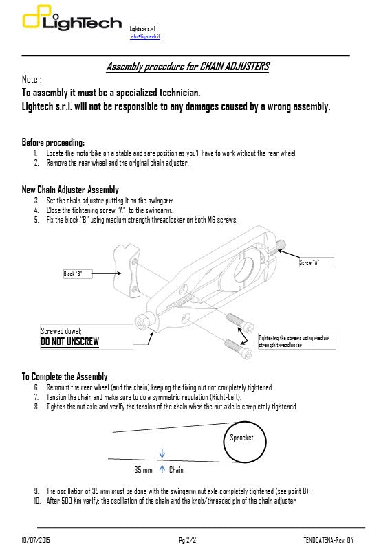 LighTechチェーンテンショナー Yamaha YZF-R1/M RN32 RN49 (15-19) TEYA003 