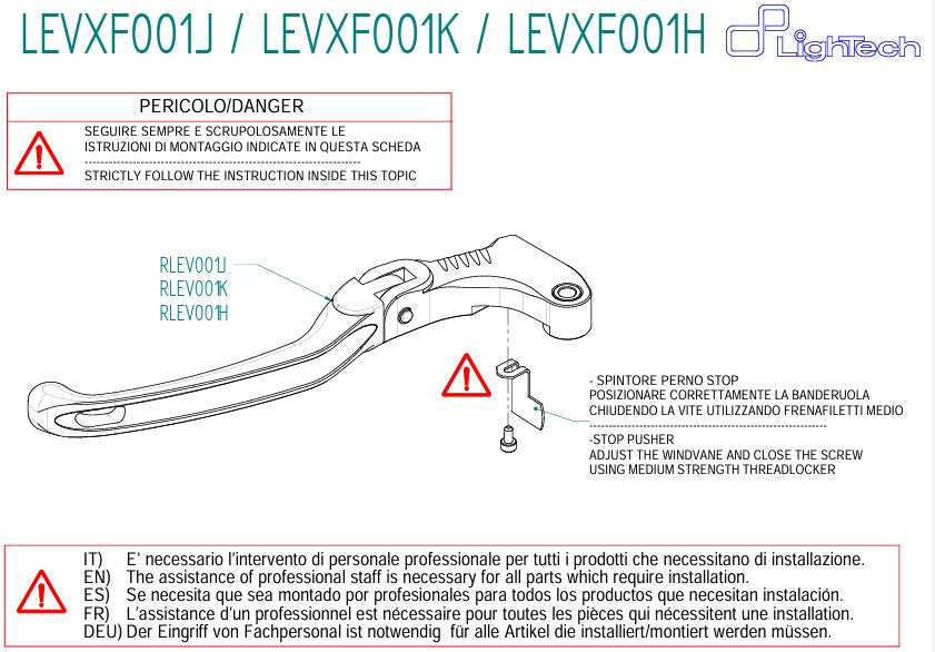LighTech製折りたたみ式クラッチレバー Aprilia RS 660 (20-25) LEVXF001J 