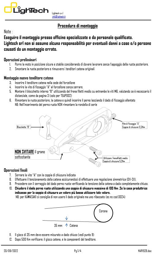 LighTech チェーンテンショナー Yamaha YZF-R1 RN22 (09-14) TEYA004 