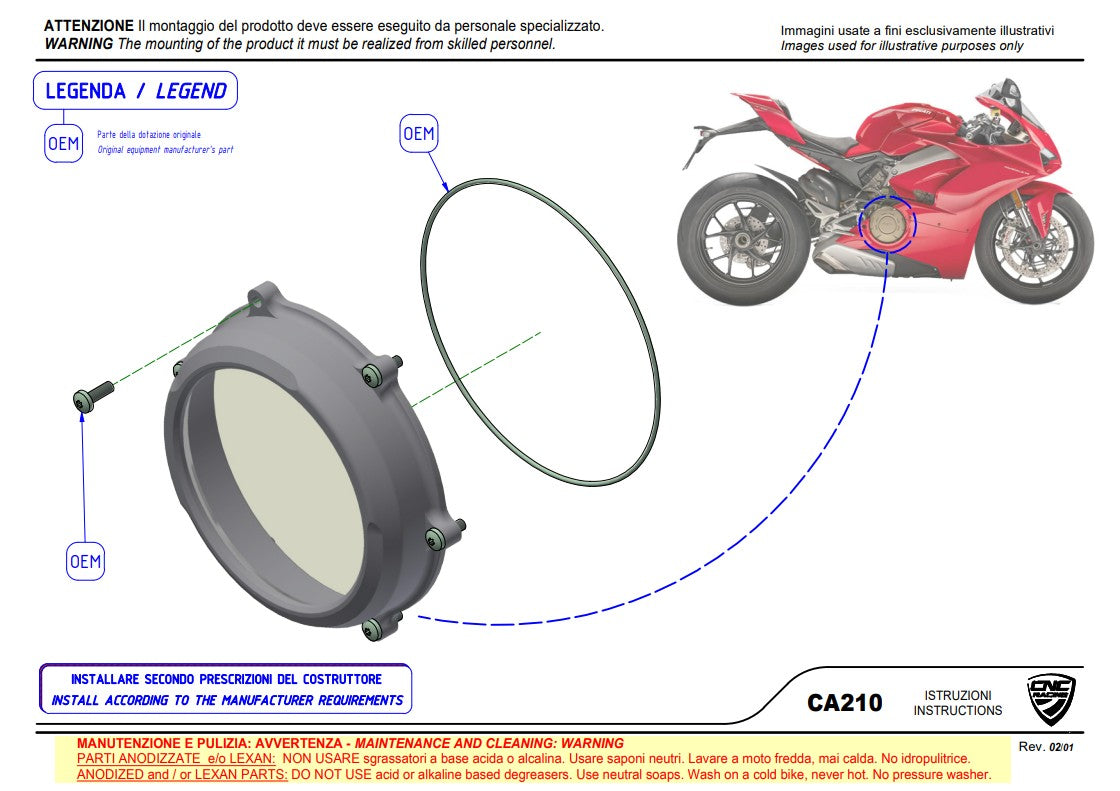 透明なクラッチカバー Pramac Racing 限定版 CNC レーシング Ducati Panigale V4/S (2025) CA210PR 