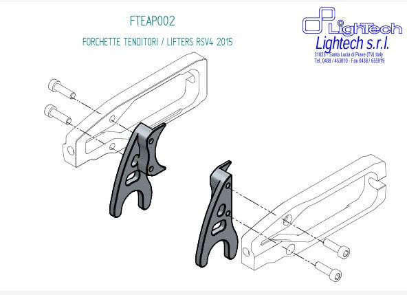 LighTechチェーンテンショナーTEAP003用のスタンドマウント Aprilia RSV4/RR/RF/1100ファクトリー（15-20） FTEAP002SIL 