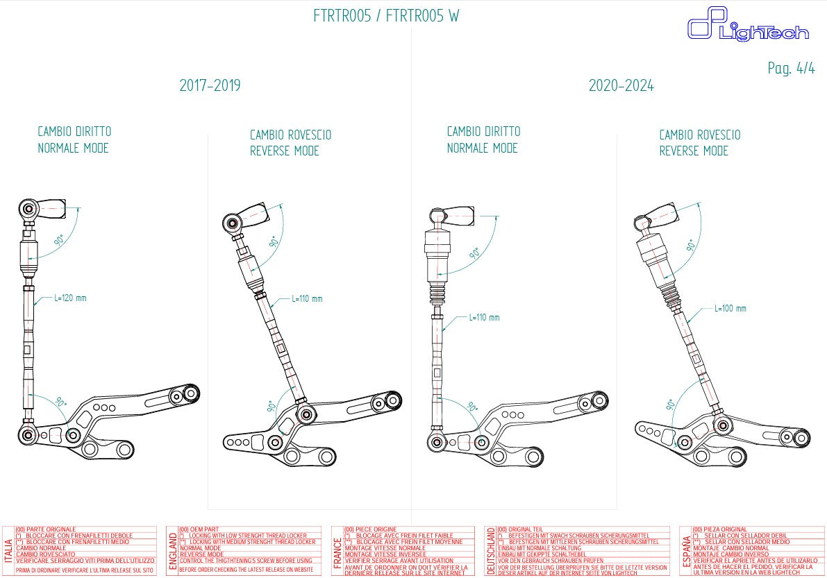 LighTech フットレストキット トライアンフ ストリートトリプル 765 S / R / RS (17-25) FTRTR005 