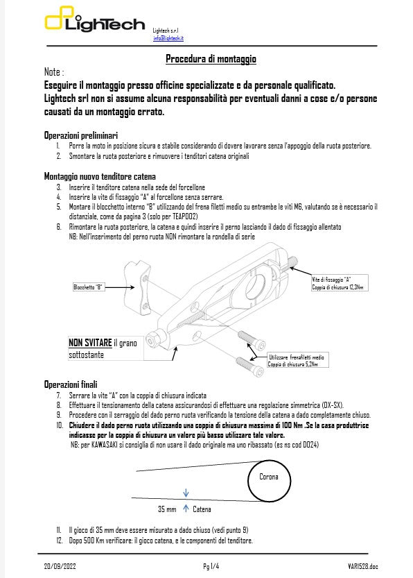 LighTechチェーンテンショナー Yamaha YZF-R1/M RN65 (20-25) TEYA005 