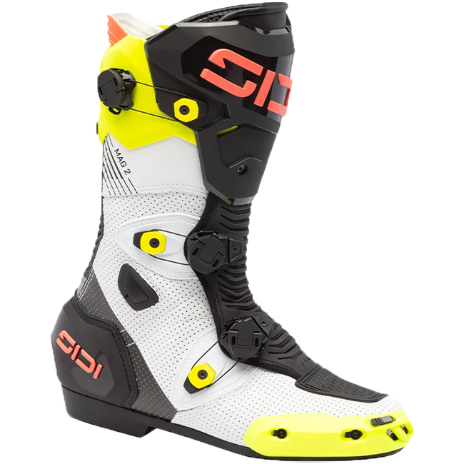 Sidi MAG 2 Air Motorradstiefel Fluo Gelb / Korallenrot - 390