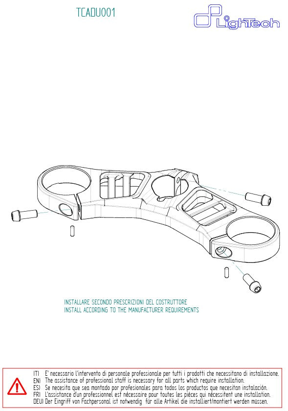 フォークブリッジ（上部）LighTech Ducati Panigale V4/S/R (18-24) TCADU001NER 