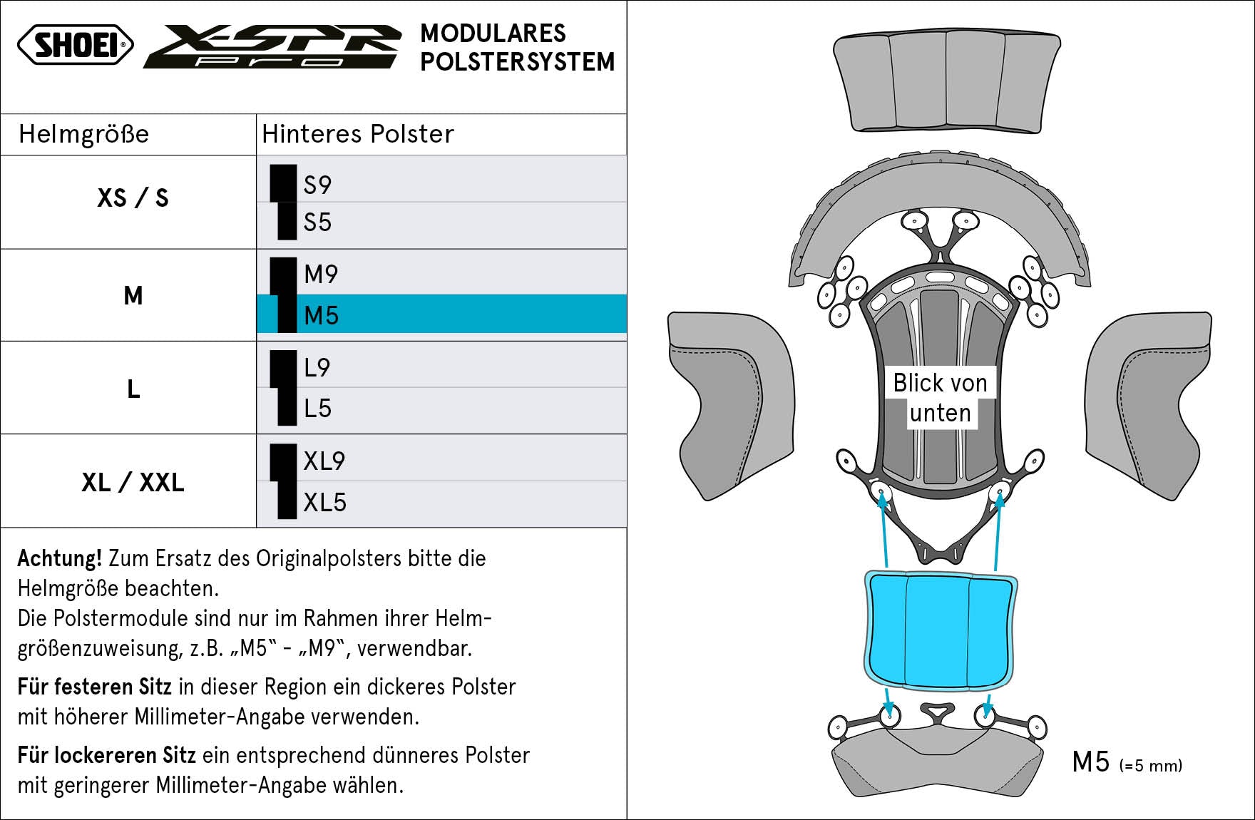 Shoei ヘッドパッド 後部 M5 (XPRO) タイプ-P X-SPR PRO 用 