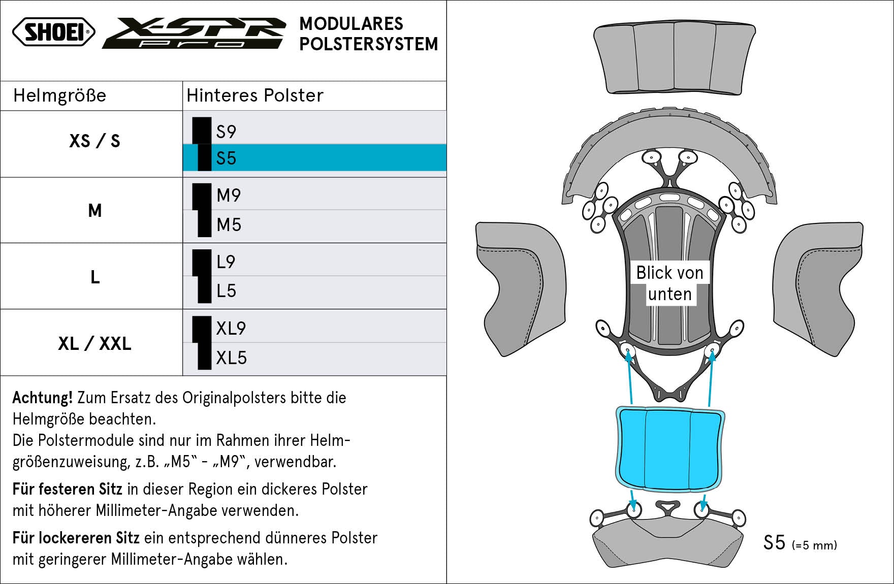 Shoei ヘッドパッド 後部 S5 (XPRO) タイプ-P X-SPR PRO 用 
