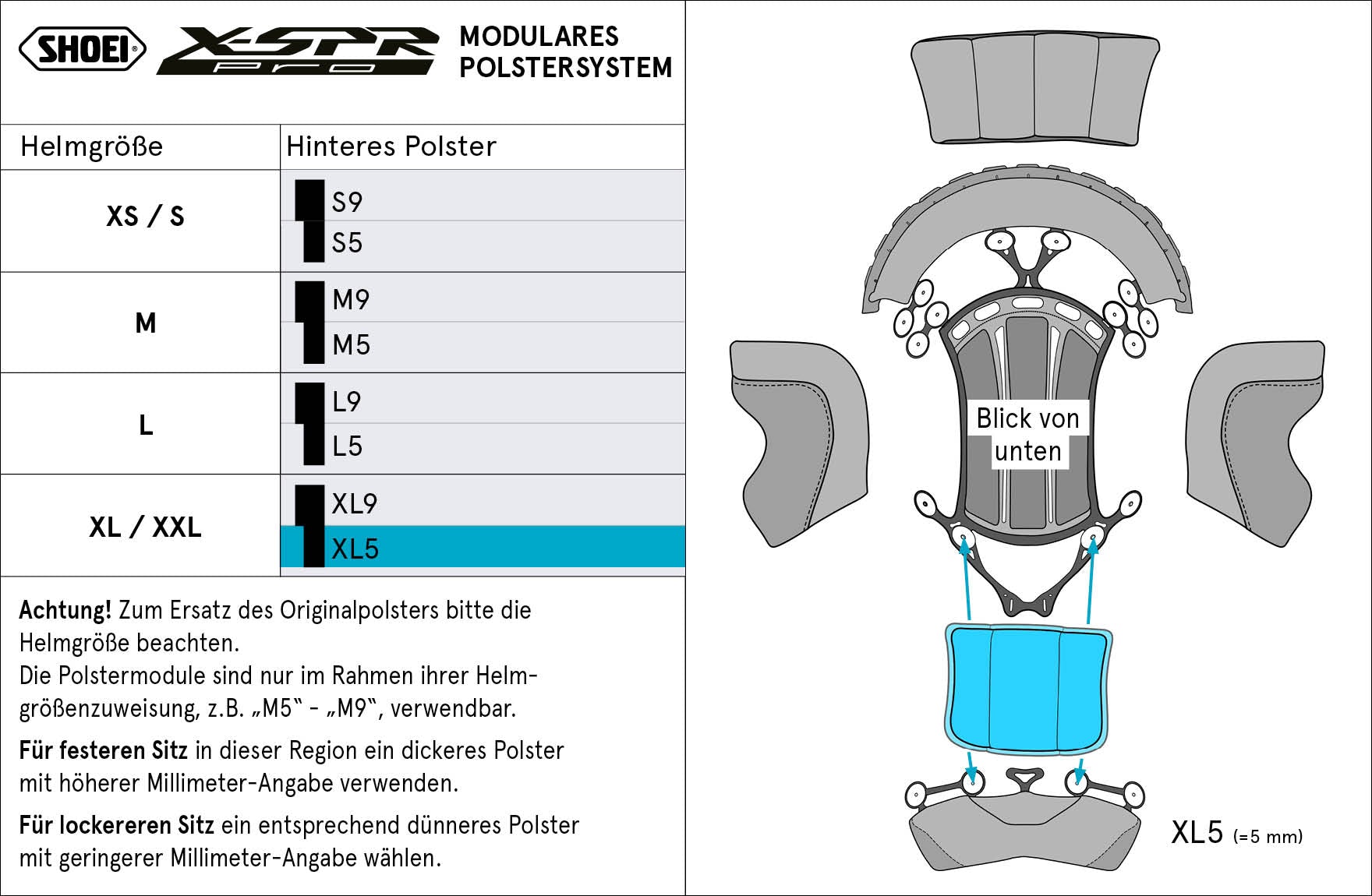 Shoei ヘッドパッド 後部 XL5 (XPRO) タイプ-P X-SPR PRO 用 