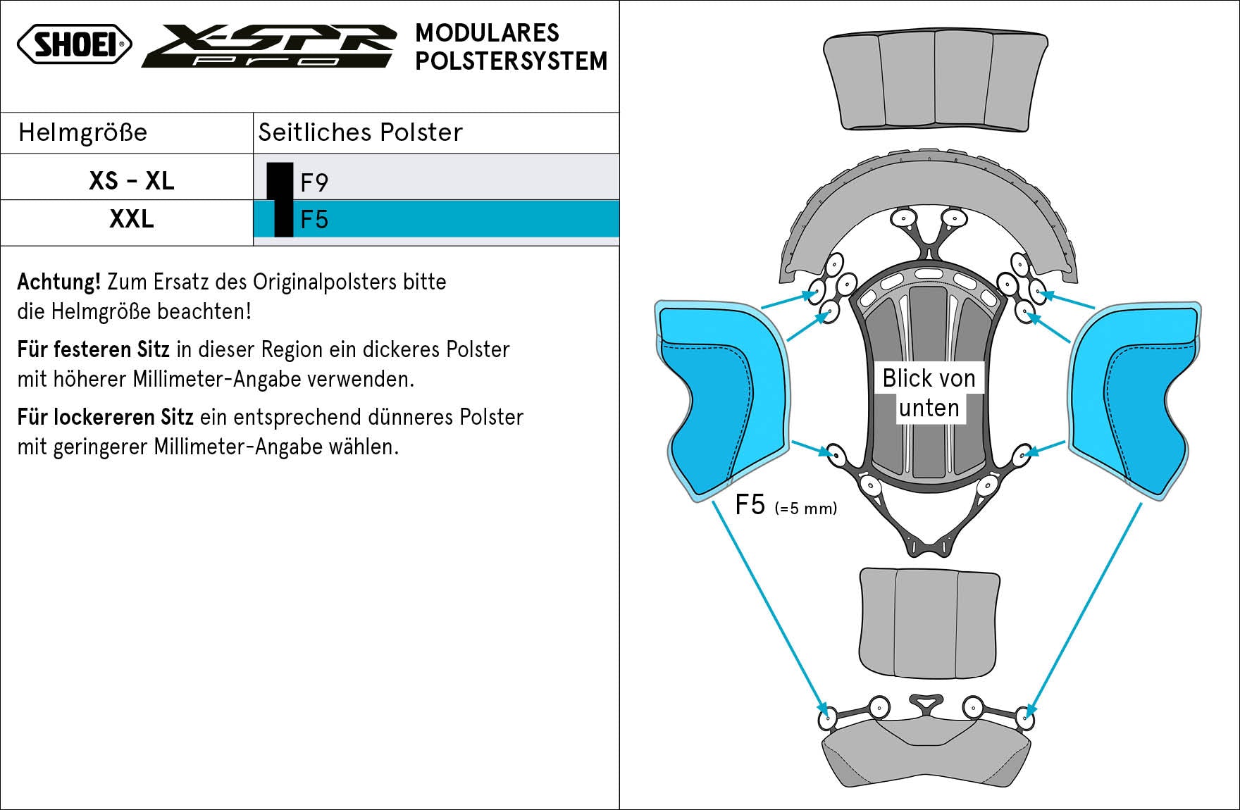 Shoei Kopfpolster Seitlich F5 (XPRO) Type-P für X-SPR PRO