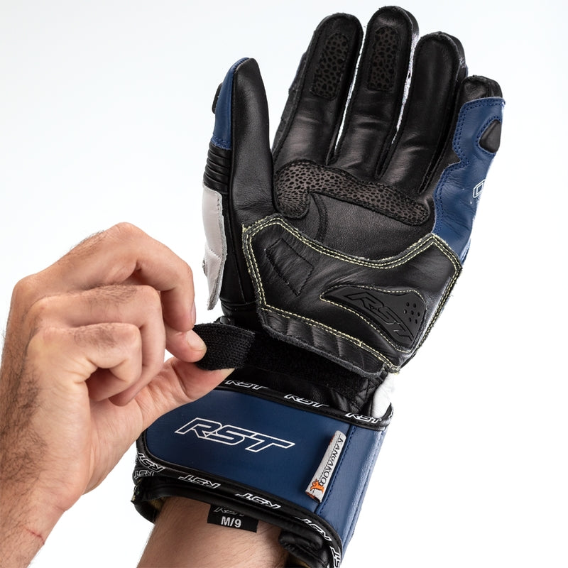 RST Tractech Evo 4 オートバイ用レザーグローブ | メンズ | ブルー/ホワイト/ブラック | 102666 