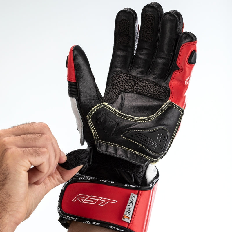 RST Tractech Evo 4 オートバイ用レザーグローブ | メンズ | レッド/ホワイト/ブラック | 102666 